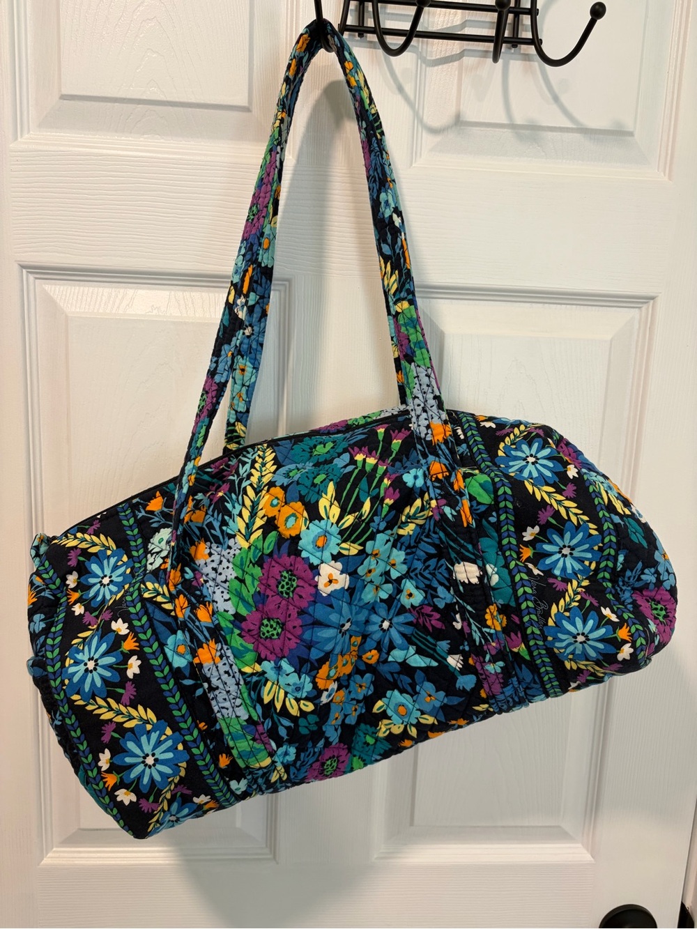 Vera Bradley Black Multi Quilted Floral Travel Duffel